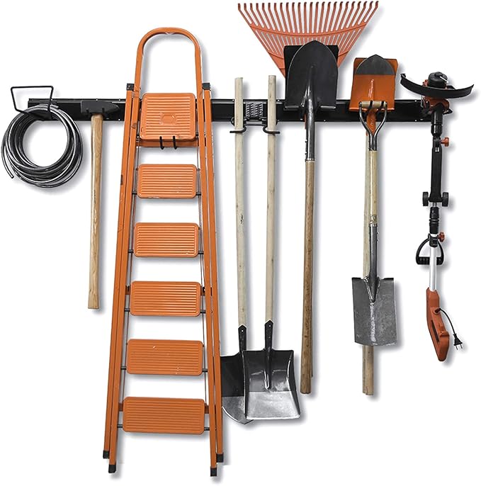 Wallmaster 15 PCS Tool Storage Rack, Garage Storage Wall Mount Organizer Garden Tool Heavy Duty Racks Broom Holder Hooks Hangers Max 420lb for Rake Shovel Lawn Garden