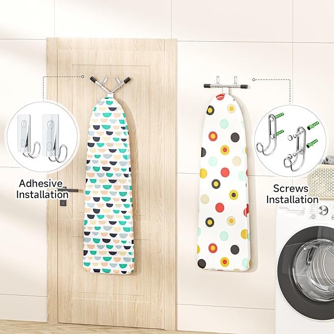 Ironing Board Hanger Wall Mount, Ironing Board Holder for T or Y Leg, Iron Board Holder Stainless Steel, Iron Board Hanger for Laundry Room, Iron Boards Hook for Wall