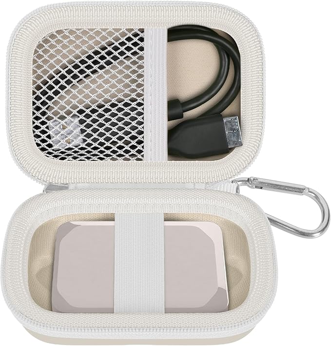 Carrying Case Compatible with Crucial X10/ X9 Pro 4TB/ 2TB/ 1TB Portable SSD, External Solid State Drive Hard Storage Holder Bag Fits for USB-C Cable (Box Only) (Beige)