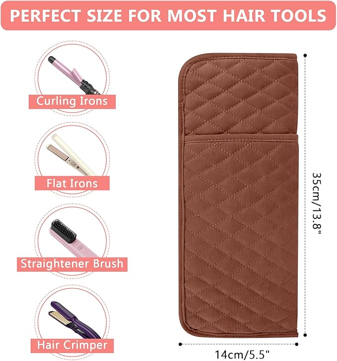 Heat Resistant Hair Tools Organizer Bag Portable Travel Storage Cover Pouch for Hair Straighteners, Curling Irons, Flat Irons and Hot Styling Tools(13.8" x 5.5")