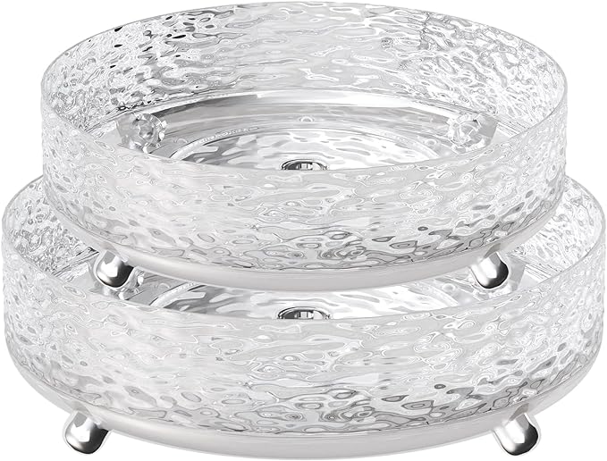 2 Pcs Lazy Susan Organizer, 9in &11in Elegant Lazy Susan Turntable Organizer, Modern Rotating Storage Organizer for Kitchen, Bathroom, Vanity, Countertop