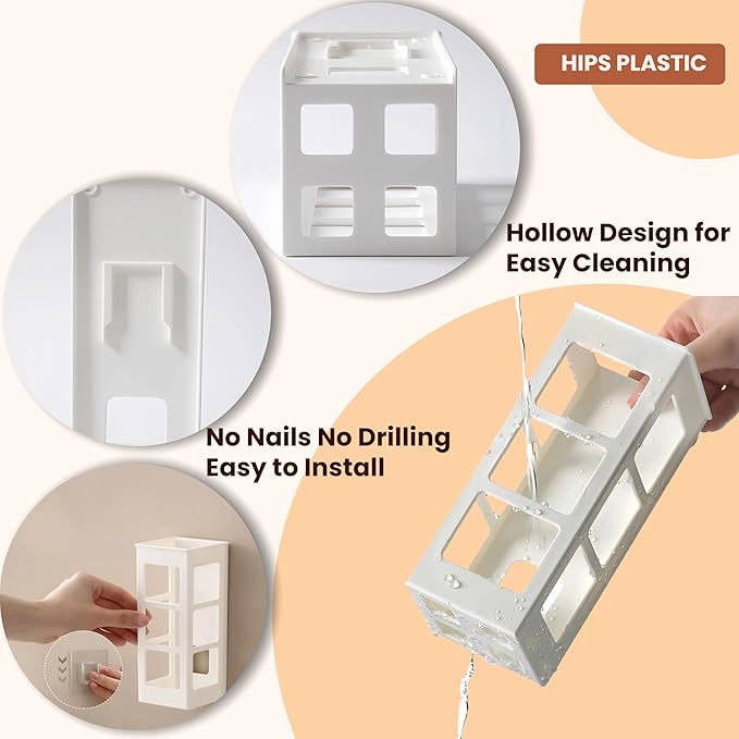 2 Set Hair Tool Organizer Wall Mount, Hanging Bathroom Hair Tool Organizer for Curling Iron, Flat Iron, Straightener and Hair Dryer Bathroom Storage and Organizer
