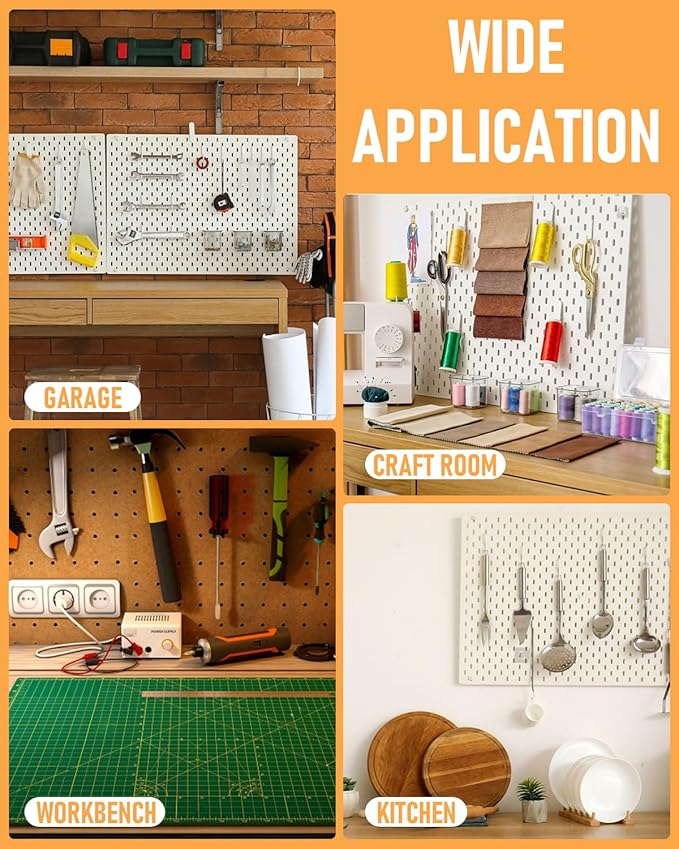 INCLY Pegboard Hooks Set for Hanging Tools, 206PCS Heavy Duty Peg Hook Hanger & Holder Fit 1/4 1/8 Inch Pegboard for Craft Assortment Garage Organizer Bins Attachment Peg Board Accessories