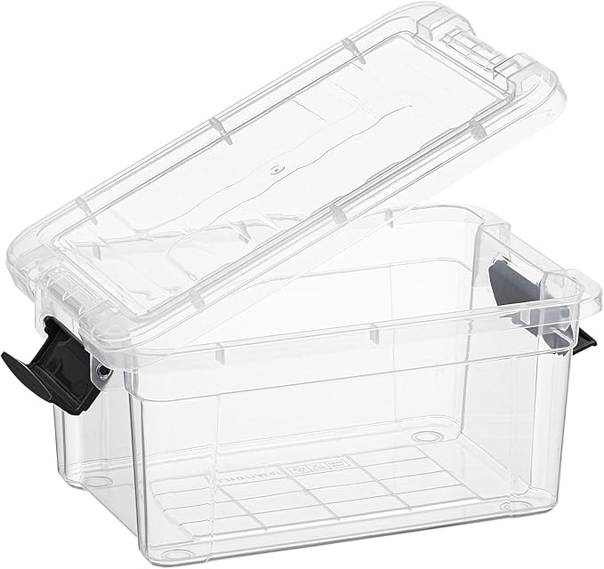 Superio Clear Storage Bins with Lids, Stackable Storage Box with Latches and Handles, Extra Small, 6 Pack 1.75 Quart