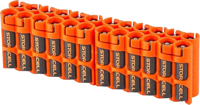 Storacell by Powerpax AAA Battery Storage Caddy, Orange - Holds 24 Batteries (Not Included)