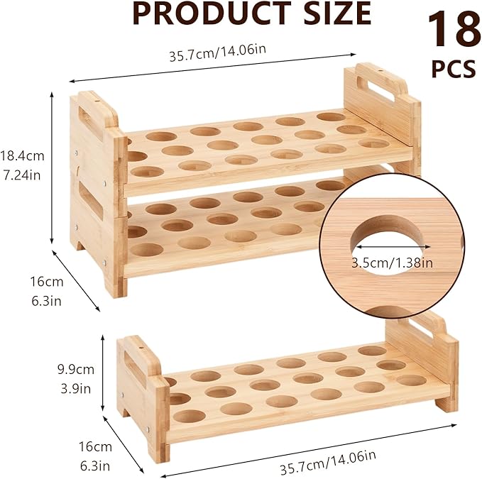 2-Tier Wooden Egg Holder - Egg Basket For Gathering Fresh Eggs, Layer Egg Tray Holder Countertop For 18 Eggs,Tier Egg Organizer For Farmhouse Kitchen Refrigerator Fits Duck, Turkey, Chicken Eggs