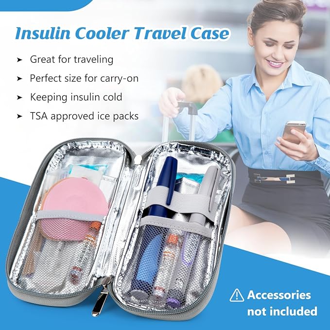YOUSHARES Insulin Cooler Travel Case - TSA Approved for Ozempic, Mounjaro Injection Pen, Diabetic Medication Cooling Bag for Zepbound, Refrigerated Diabetes Storage Kit with 2 Ice Pack