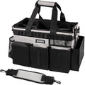 Wearable Cleaning Caddy Bag, Cleaning Caddy Supplies Organizer with Handle & Shoulder Straps for Housekeepers, Under Sink & Car Cleaning Tool Organizers with 4 Foldable Divider (Grey)
