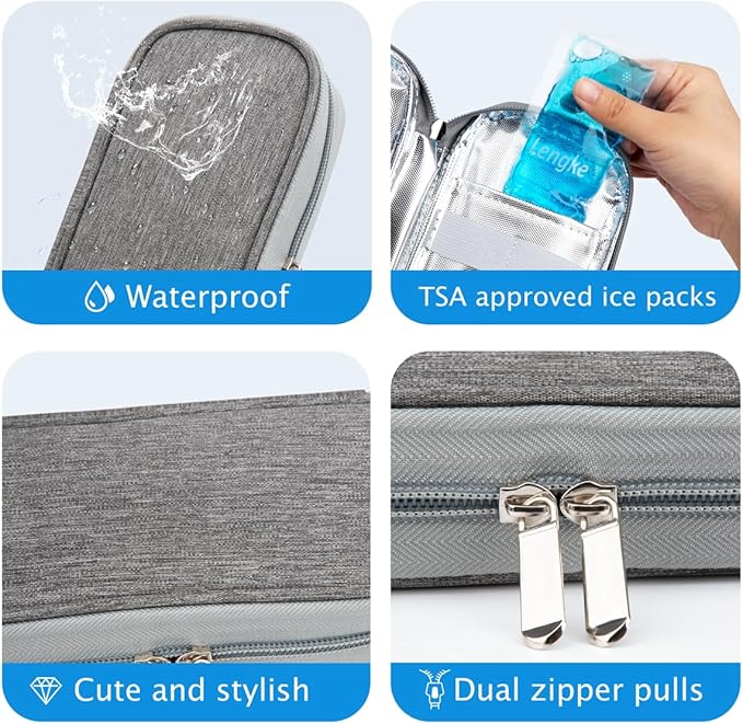 YOUSHARES Insulin Cooler Travel Case - TSA Approved for Ozempic, Mounjaro Injection Pen, Diabetic Medication Cooling Bag for Zepbound, Refrigerated Diabetes Storage Kit with 2 Ice Pack