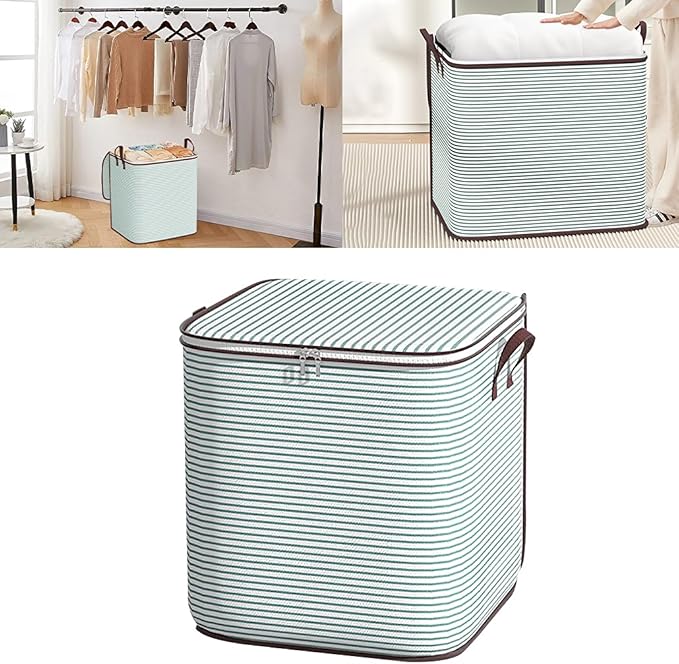 Large Blanket Storage, 180L Foldable Storage Bin, Clothes Storage Bags with Handle Zippers Blanket Organization for Bedroom Closet Comforter Sheets Pillow