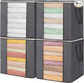 Lifewit 100L Extra Large Blanket Storage Bags, Foldable Comforter Storage with Reinforced Handles, Clothes Storage Containers for King Comforter, Bedding, Pillow, Sheet, Storage Bin with Lids 4 Pack