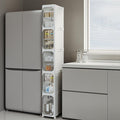 5-Tier Tall Narrow Storage Cabinet, Slim Bathroom Storage Cabinet with Adjustable Shelves and Wheels, Narrow Organizer for Small Space, Bathroom, Kitchen, Laundry