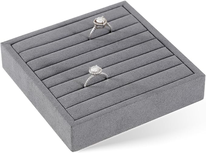 Dark Blue Jewelry Display Tray Ring Necklace Earring Bangle Organizer Multifunctional Storage Case for Jewelry Showcase (Small Ring Tray(8 bars))