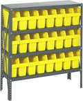 Quantum Storage Systems 1239-SB801YL Solid Heavy Duty 4 Shelves 24 STORE-MAX Yellow Bins 39" H x 36" W x 12" D