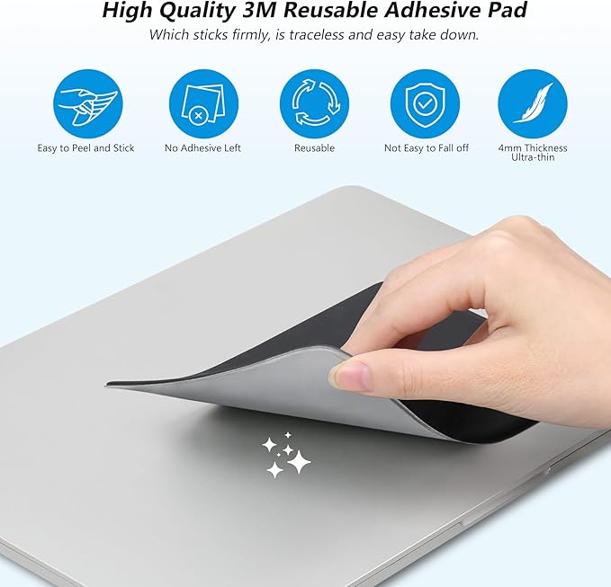 Lacdo Portable External Hard Drive Carrying Case, 2-Pocket Stick on Pouch Holder for Laptop, Fit 2.5" Seagate, WD, Toshiba External HDD, SSD, Wireless Mouse,Cable, Sleeve with Reusable Adhesive, Black