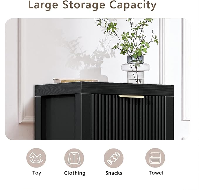 Modern Solid Wood Chest of Drawers, Multifunctional Large-Capacity Storage Drawer Cabinet, Dresser Organizer with Metal Handle, for Hallway, Entryway, Black