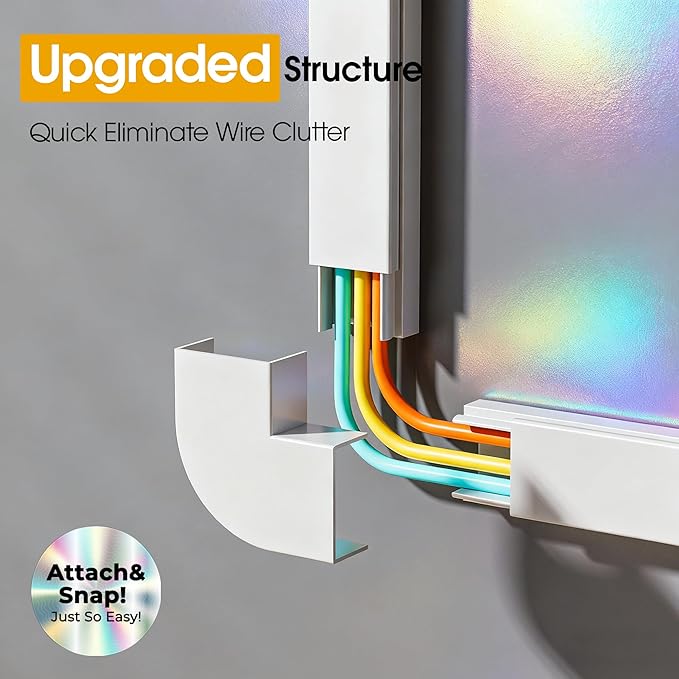 212.6in Cord Covers for 2-3 Wires on Wall, TV Cord Hider Wall, Paintable Cable Hider Raceway, Easier Set-up Wire Hider Wire Covers for Cords on Wall, Self-Adhesive Cable Cover, W0.95 H0.55in, White