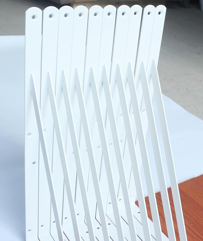 16 Pack L20 x H 12" White Heavy Duty Shelf Brackets with Screws Metal Shelf Brackets Shelf Support Angle Brackets for Shelves L Brackets Heavy Duty Floating Shelf
