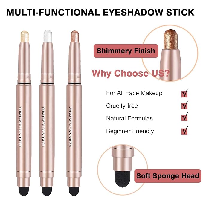 Black Cream Eyeshadow Stick, Single Shimmer Eyeshadow Pencil, Waterproof Long Lasting Eye Shadow Stick Makeup, Hypoallergenic High Pigmented Eye Highlighter Pen Create Multi-Dimensional Eyes Look 11#