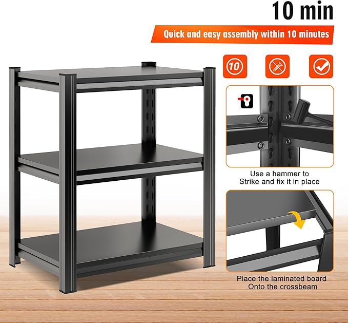 3-Tier End Table, Sofa Side Table for Small Space with Storage Shelf, Couch Table & Nightstand for Living Room, Bedroom, Office,32''H×16''W×16''D