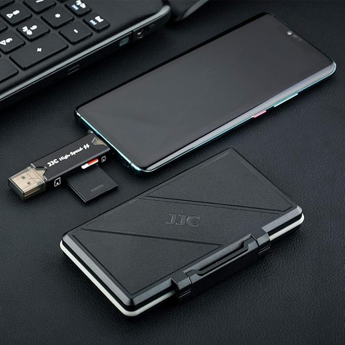 24 Slots Memory Card Case Holder for 16 Micro SD Cards, 8 SD Cards, Includes a 3 in 1 Type C USB 3.0 Micro USB 2.0 Memory Card Reader, Water-Resistant Anti-Shock