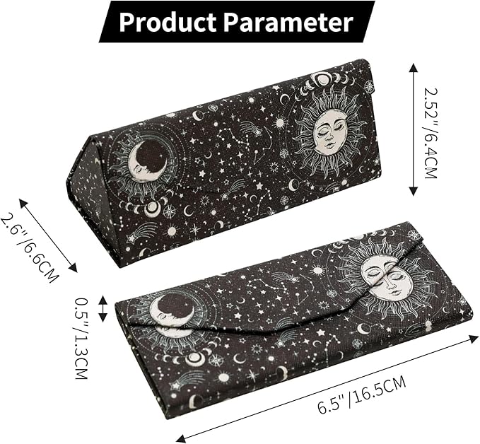 Foldable Glasses Case, Magnetic PU Leahter Sunglasses Case, Cute Hard Shell Folding Eyeglass Cases for Women Kids