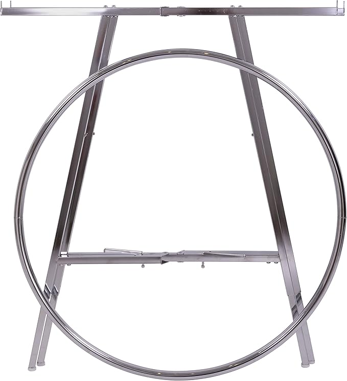 Econoco 42-Inch Folding Round Garment Rack, Adjustable 46–66″ Height Retail Display, Chrome Finish