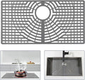 Silicone Sink Protector 30"x16" Rear Drain Hole, Heat Resistant Non-slip Dishwasher Suitable, Large Sink Mat for Bottom of Farmhouse Kitchen Stainless Steel Sinks