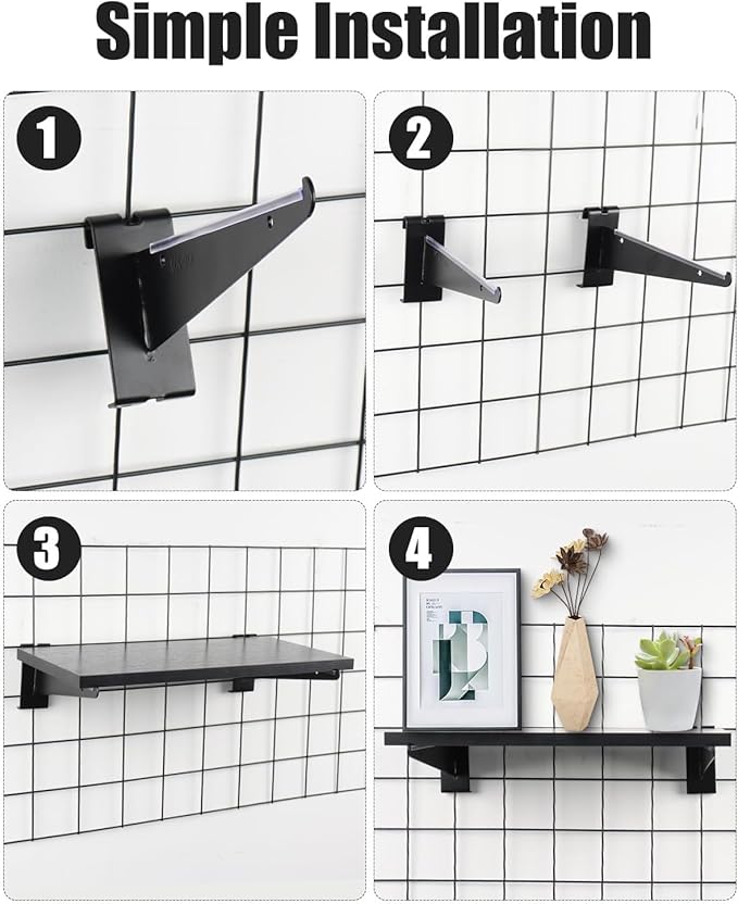 6 Pack GridWall Shelves with Metal Brackets, 16"x 6" Wooden Grid Wall Shelf Heavy Duty Organizer Accessories for Garage Home Visualizer Workbench and Bitchenette