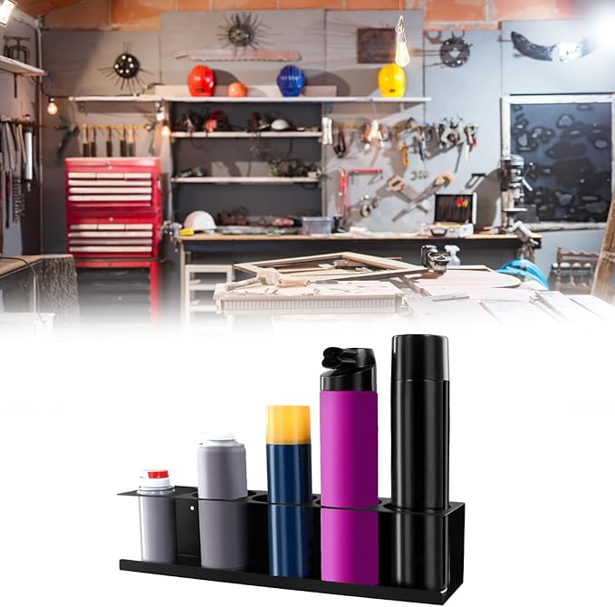 QWORK Spray Can Holder Organizer, Wall Mount Aerosol Rack for Garage & Workspace Storage, Pack of 2, Holds 10 Cans