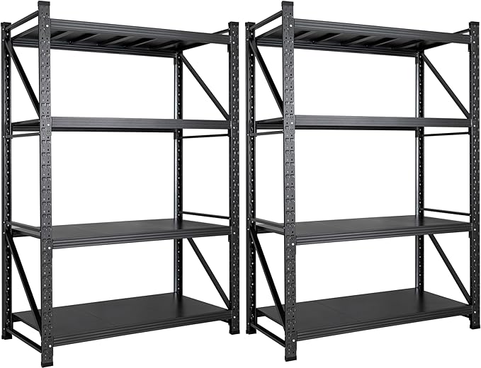 Set of 2 48" Wide Heavy Duty Garage Shelving Units,3000LBS 24 Deep Storage Shelves,Metal Garage Shelves,Large Storage Rack,Steel Shelf,Industrial Shelving for Shop,Warehouse,48" W x 24" D x 70" H