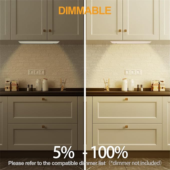 Ansen 3Packs of Under Cabinet Lights for Kitchen, 48in 26W 1720LM, Dimmable Hardwire Led Light for Closet, CRI>92, R9>90, 3 Color Temperature, 3000K/4000K/5000K(Warm White, Cool White, Daylight)
