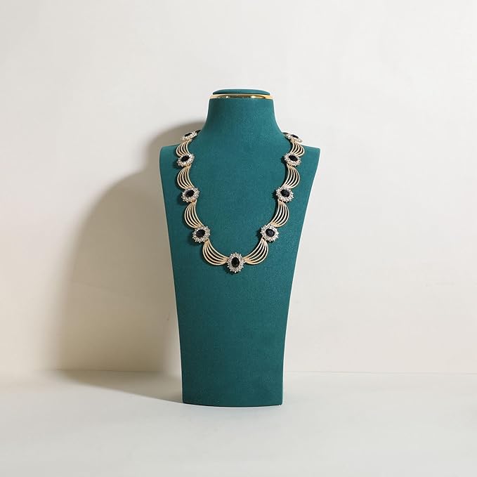 velvet necklace display stand, necklace display holder for selling, bust jewelry display, necklace mannequin display stand【Green-Large】