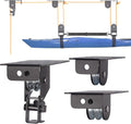 Kayak Hoist for Garage Ceiling with Metal Pulley System Holds 150 lbs, 5.5" Low-Profile Canoe Storage Lift, Parallel or Perpendicular Mounted