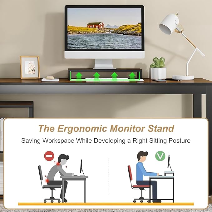 55 Inch L Shaped with Storage Shelves, Corner Computer Desk with Drawers, Home Office Desk with Removable Monitor Stand, Study Desk for Kids, Black