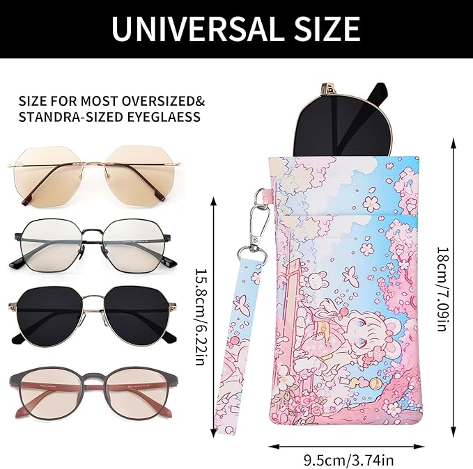 Double Eyeglass Case Soft Dual Glasses Case for Women Men Travel Squeeze Top Sunglasses Cases Eyeglasses Pouch