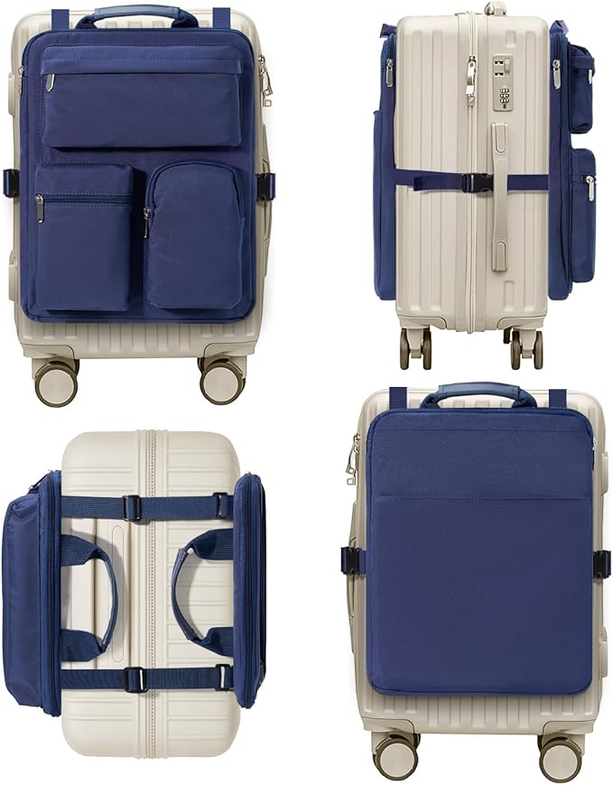 Over Luggage Organizer Bag for Suitcase with Multi Pockets, 16”Laptop Bag with Handle, Portable Travel Organizer Bags for Luggage with Adjustable Strap, Tote Carry Bag for Men Women(Navy Blue)