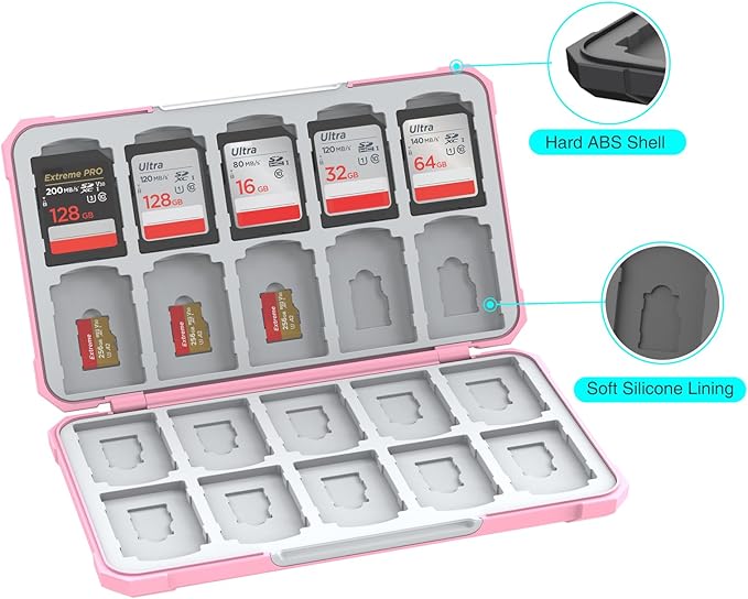 SD Card Holder Memory Card Case for SD/TF Cards, Memory Storage Organizer for 20 SDXC SDHC and 20 TF Cards