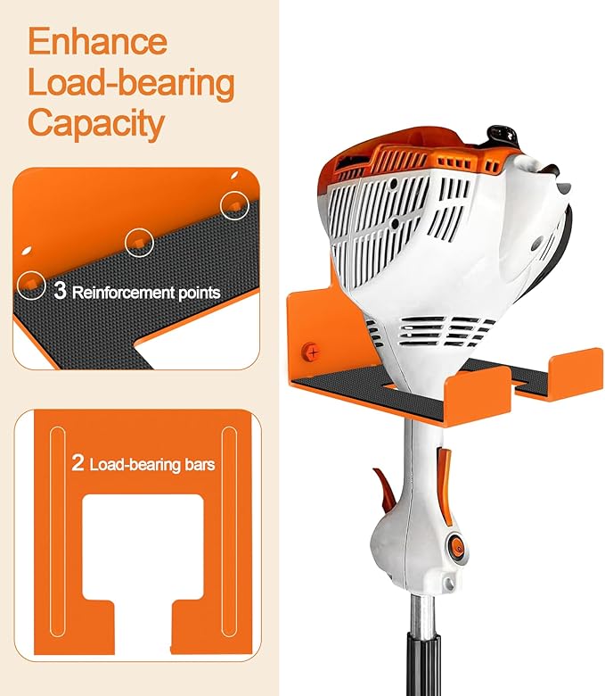 Heavy Duty Garage Organizer Weed Eater Hanger, Trimmer Rack Weed Wackers Holder, Garden Power Tool Hanger Wall Mounted for Grass Trimmer, Hedge Trimmer, Garden Tools, 2 Pack