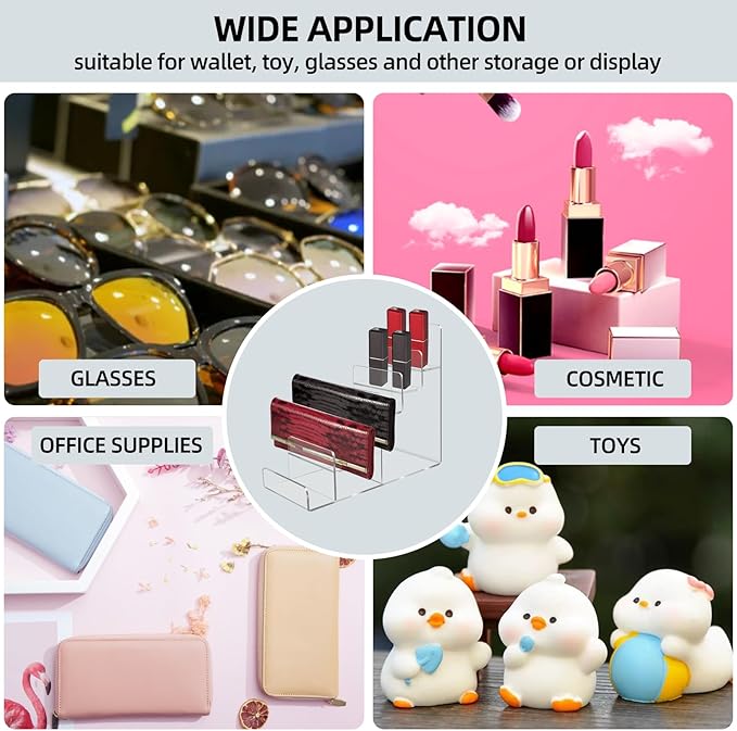 Acrylic Wallet Display Stand Purse Handbag Organizer, Clear Jewelry Riser Display Stand Purse Display Rack, Acrylic Display Shelf for Cosmetic Perfume Jewelry Sunglasses Handbag (6 Tier)