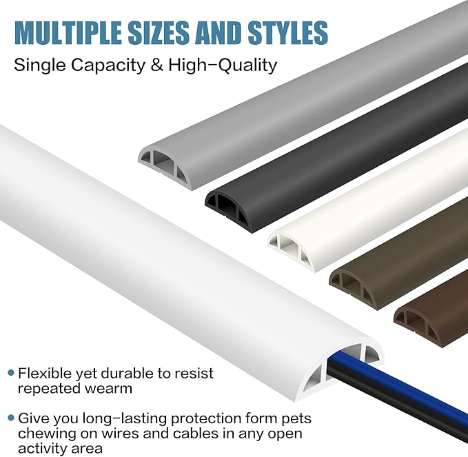 Floor Cord Covers for Wires 3.3FT Cable Hider Wire Cover Self Adhesive Cord Hider Floor for Offices, Homes, Workshops, Warehouses Cable Cavity 0.39" W x 0.27" H