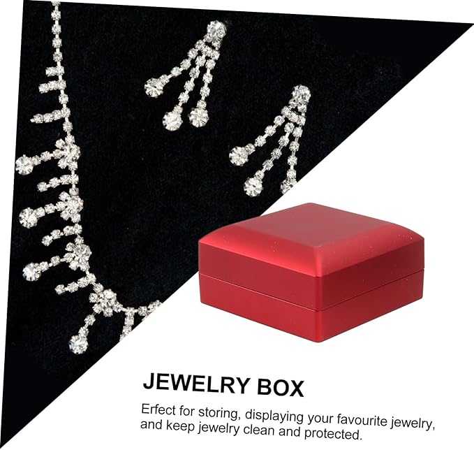 BESPORTBLE 3pcs LED Lighted Jewelry Storage Box with Ring Pendant Bracelet Cases Elegant Design with Dazzling LED Light for Engagement Wedding Display and Small Accessories