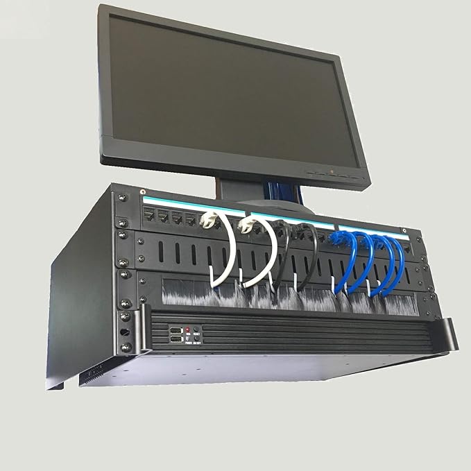Jingchengmei 1U Disassembled Rack Mount Cable Management Panel with Brush for Cable Entry for 19-Inch Rack or Cabinet Black (BF01UAB2) (Pack of 2)