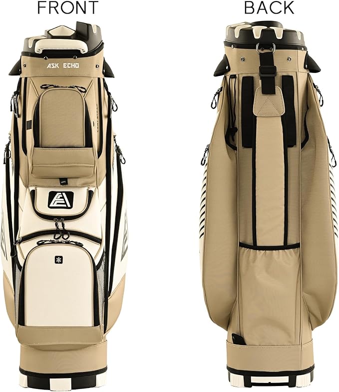 ASK ECHO 2024 T-Lock Golf Cart Bag with 14 Way Organizer Divider Top, Premium Cart Bag with Handles and Rain Cover, for Men