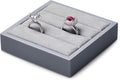 Oirlv Premium Leather Ring Display Stand Small Ring Tray Showcase Jewelry Display Jewelry Holder Home Organizer(Light Grey)