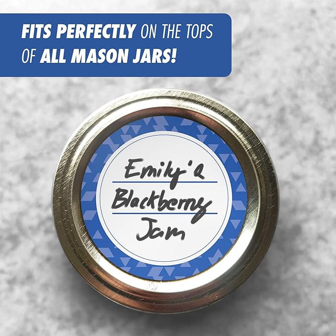 MESS Dissolvable Canning Labels for Jars – 200 Dissolvable Mason Jar Labels - Dissolvable Food Labels for Containers - Jam Homemade Canning Jar Labels Stickers - Removable Mason Jar Labels 2" Blue