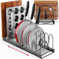 Better Things Home 12+ Expandable Pan and Pot Lid Organizer Rack for Cabinet, Pot Lid Holder Pot Organizers Inside Cabinet, Pots and Pans Organizer Under Cabinet (Dark Grey, PAN & BAKEWARE)