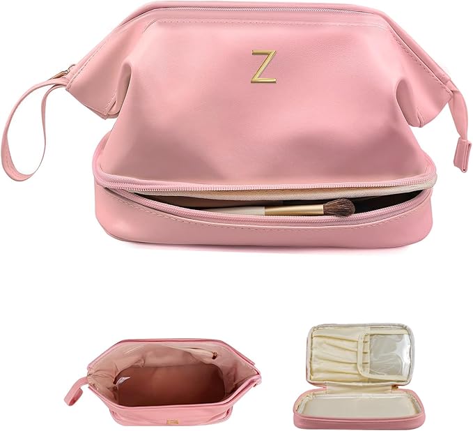 Gifts for 10 11 12 13 14 15 16 17 18 Year Old Girls, IMakeup Bags, Personalized Double Layer Cosmetic Bag with Makeup Brush Organizer, Gifts for Women Girlfriend Friends Female Mom Sister