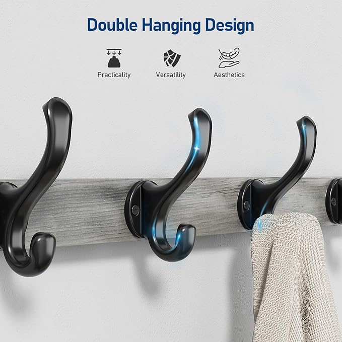 Tatub 20" Rustic Coat Rack Wall Mount with Shelf, Wall Hooks with Shelf, Heavy Duty Entryway Organizer Hangers for Hanging, Hat, Bag, Jacket for Bathroom, Living Room, Bedroom, Gray
