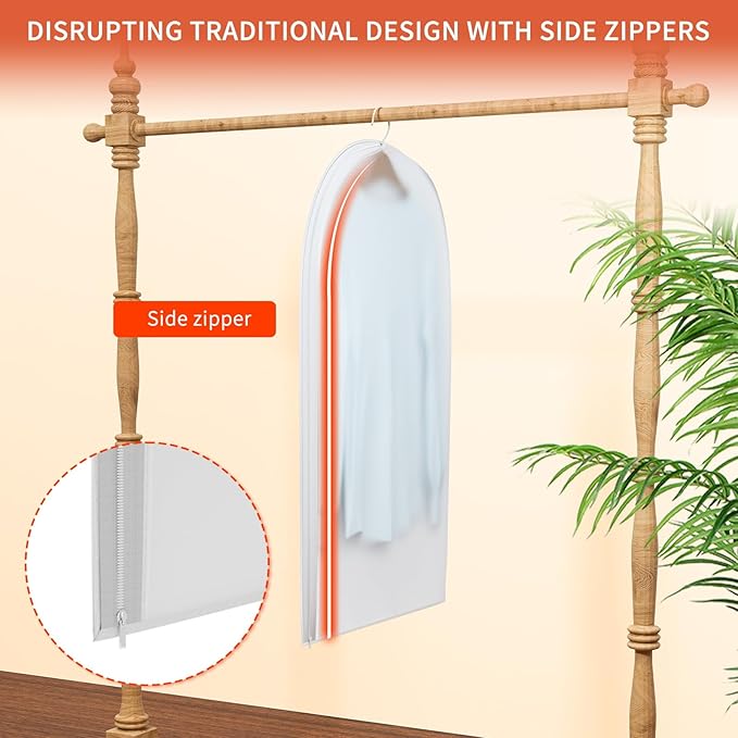 Clear Garment Bags for Hanging Clothes,48in Dress Clothing Suit Bags Coat for Sweater Closet Storage Dress Hanging Garment Translucent Clothes Covers Protecting Dusts(6-Pack)